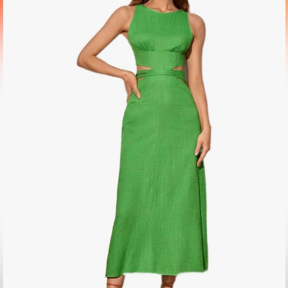 Womens Dress Lace Up Backless Solid Dress